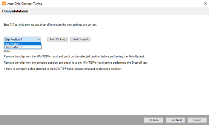 Test the Chip Position Settings